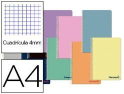 BLOC Fº ESPIRAL LIDERPAPEL WONDER TAPA PP 90GR CUADROS 4MM